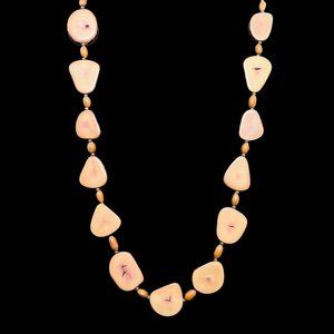Vintage Chunky Polished Staghorn And Seeds Statement Necklace (4866)